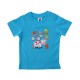 Een turquoise Holland t-shirt voor kinderen. Het T-shirt heeft een vrolijke patch opdruk van verschillende Holland symbolen