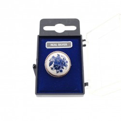 Brooch Delft blue stone flower silver Brooch Delft blue stone flower silver