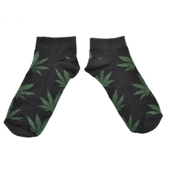 Socken Sneakersocken schwarz grun cannabisblatt