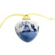 Ceramic Christmas pendant Christmas heart, classic Delft blue decorated with flowers and a windmill in a typical Dutch landscape. Original Christmas ornament with gold hanging ribbon.