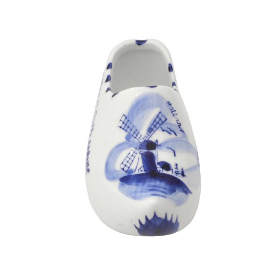 Delfter Blau Clog mit einer Windmühle im traditionellen Delfter Blau-Blumenmotiv