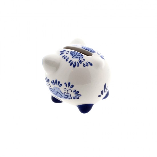 Ein echtes Delfter Blau-Sparschwein, aber im Miniaturformat. Dieses Mini-Sparschwein ist klassisch mit Blumendekor in Delfter Blau dekoriert.