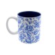 Keramiktasse, wunderschön dekoriert in Delfter Blau mit Tulpen und Vögeln in raffiniertem Delfter Blau mit Blumendekor.