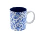 Keramiktasse, wunderschön dekoriert in Delfter Blau mit Tulpen und Vögeln in raffiniertem Delfter Blau mit Blumendekor.