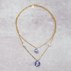 Halskette Delfter blaue Perle Mädchen mit einer Perle Halskette Delfter blaue Perle Mädchen mit einer Perle
