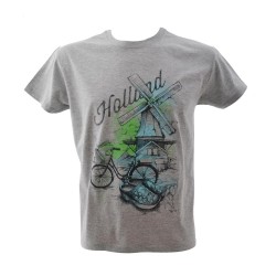 T-Shirt Holland Mill Fahrradclogs Zeichnung grau T-Shirt Holland Mill Fahrradclogs Zeichnung grau