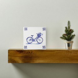 Delfter blaue Fliese - fahrrad mit Ochsenkopf-Eckmotiv Delfter blaue Fliese - fahrrad mit Ochsenkopf-Eckmotiv
