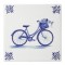Delft blue tile bicycle with ox head corner motif