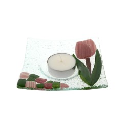 Tealight holder glass bowl tulip pink Tealight holder glass bowl tulip pink