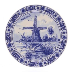 Wall plate delft blue mill landscape flowers classic 24 cm Wall plate delft blue mill landscape flowers classic 24 cm