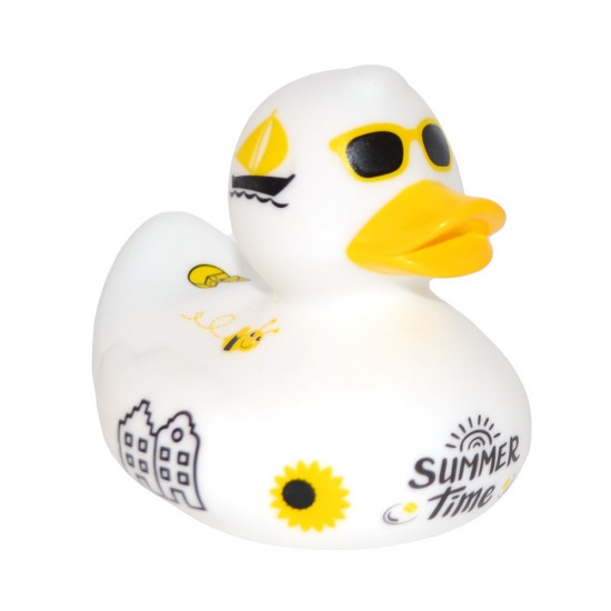 Gummiente im Sommerstil verziert mit verschiedenen Holland-Symbolen. Ein originelles niederländisches Mutterschaftsgeschenk und ein schönes Geschenk für den Gummientensammler.