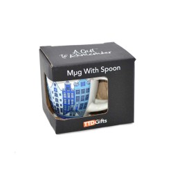 Espresso mug with spoon Amsterdam houses blue Espresso mug with spoon Amsterdam houses blue