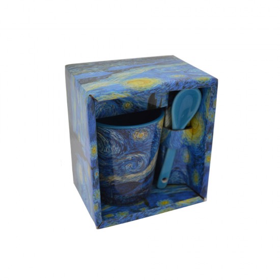 Stilvolle Espressotasse mit Vincent van Gogh Sternennacht Aufdruck. Der Inhalt beträgt 75 ml, also ideal für einen leckeren Espresso.