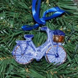 Weihnachtsanhänger Delfter blaue Fahrrad tulpen im Goldkorb Weihnachtsanhänger Delfter blaue Fahrrad tulpen im Goldkorb