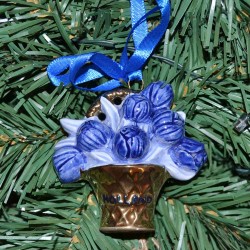 Weihnachtsanhänger Delfter blaue Tulpen im Goldkorb Weihnachtsanhänger Delfter blaue Tulpen im Goldkorb