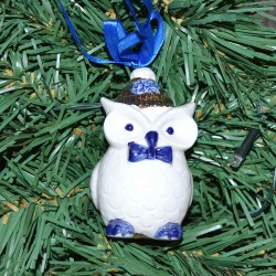 Weihnachtsanhänger Delfter blaue Eule mit Gold Weihnachtsanhänger Delfter blaue Eule mit Gold
