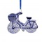 Kersthanger Delfts blauw fiets tulpen in mand