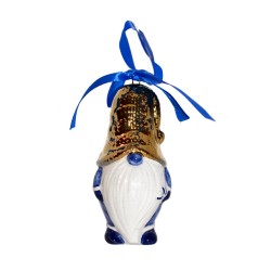 Christmas pendant Delft blue gnome with gold hat Christmas pendant Delft blue gnome with gold hat