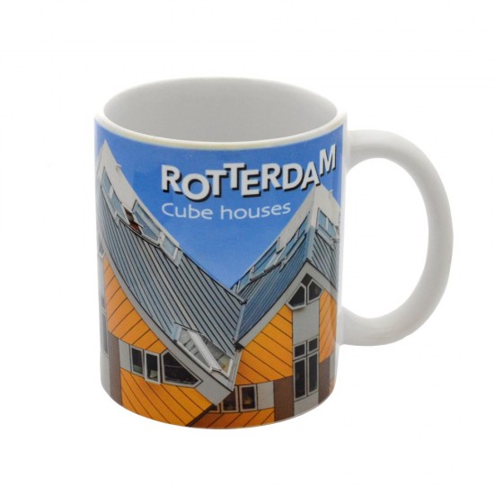 Souvenir mug from Rotterdam with a print of the famous cube houses