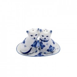 Salt and pepper set cats delft blue Salt and pepper set cats delft blue