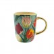 Pretty Tulips Senseo-Kaffeetasse mit wunderschönem grünen Tulpendekor mit goldenem Rand und goldenem Ohr.