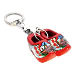 Keyring 2 wooden cloggies red 4 cm Keyring 2 wooden cloggies red 4 cm