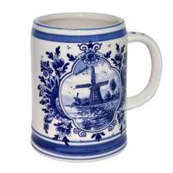 Bierkrug delfter blau windmühle und blumen Bierkrug delfter blau windmühle und blumen