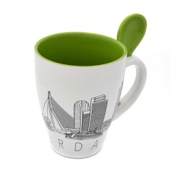 Mug with spoon rotterdam skyline Mug with spoon rotterdam skyline