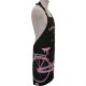 Sturdy black kitchen apron with a pink bicycle design and the text Amsterdam bike in the city