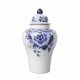 Kleine Delfter blaue Vase mit Deckel mit Blumendekor