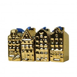 Christmas ornament golden canal houses set Christmas ornament golden canal houses set