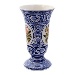 Kelchvase Delfter Blau polychrome orangefarbene Tulpen handbemalt Kelchvase Delfter Blau polychrome orangefarbene Tulpen handbemalt