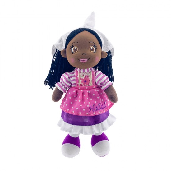 Textile doll, girl in Dutch purple traditional costume