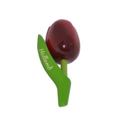 Magneet houten tulp Holland donker rood