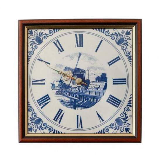 Tegel klok delfts blauw met slinger