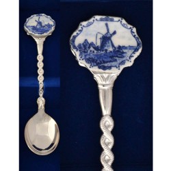 Teaspoon Delft blue plate windmill rvs Teaspoon Delft blue plate windmill rvs