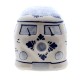 A hand-painted Delft blue, nostalgic Volkswagen camper van from the 1960s. This ceramic camper van is hand-decorated with a traditional Delft blue floral motif.