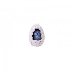 Miniatur Eule im Ei Delfter blau Keramik