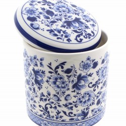 Stroopwafel jar canister Delft blue flowers Stroopwafel jar canister Delft blue flowers
