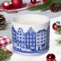 Scented candle Delft blue canal houses round Scented candle Delft blue canal houses round