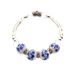 Armband Delfts blauw bloem half kralen