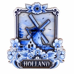 Magnet MDF Windmühle Holland Delft Blau klassisch Magnet MDF Windmühle Holland Delft Blau klassisch