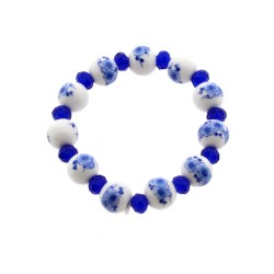 Armband Delfts blauw bloem blauwe glitterkraal