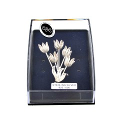 Brooch 5 silver tulips in jewelry box Brooch 5 silver tulips in jewelry box