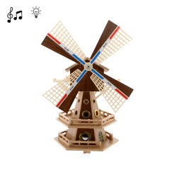 Molen hout licht en muziek bruin 29 cm Molen hout licht en muziek bruin 29 cm