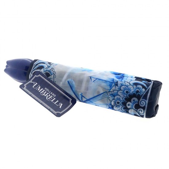 Umbrella with stylish Delft blue decoration. With this real Holland umbrella you are sure to stay dry in rainy weather.
