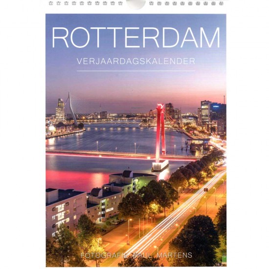 Rotterdam verjaardagskalender met foto's van de bekende fotograaf Paul Martens. De kalender bevat foto's van de bekendste Rotterdamse iconen