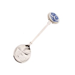Teaspoon Delft blue plate tulips windmill embossed Teaspoon Delft blue plate tulips windmill embossed