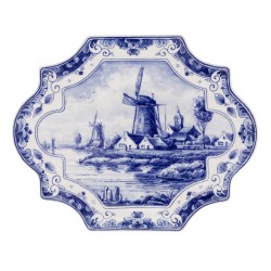 Royal Delft wall plate applique windmills Delft blue B Royal Delft wall plate applique windmills Delft blue B