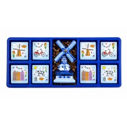 Chocolade Cadeau Holland Tegeltjes Magneet Molen Delfts blauw
